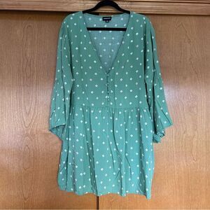 Summersalt The Easy Breezy Eco Voile Mini Dress Cover-Up Green Polka Dots 1XL